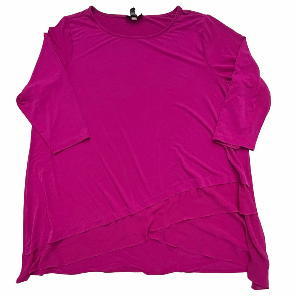 Alfani Lady Woman Plus Size 3X Fuchsia Asymmetrical Pullover Dressy Fancy Blouse